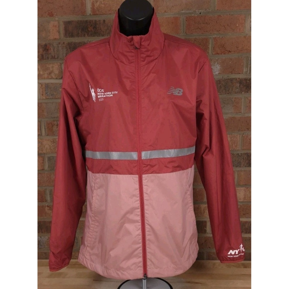 New Balance TCS NYC Marathon Jacket Womens Large Pink NYRR Windbreaker Running